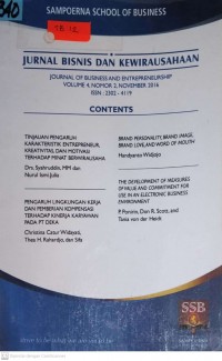 JURNAL BISNIS DAN KEWIRAUSAHAAN